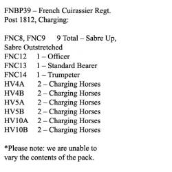 FNBP39 French Cuirassiers Post 1812, Charging (12 Mounted Figures)