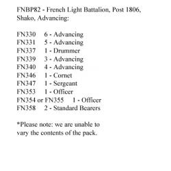 FNBP82 French Light Post 1806 Shako, Advancing (25 Figures)
