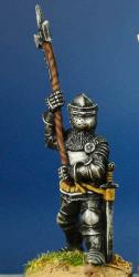 HW49 Dismounted Man At Arms -Standing With Poleaxe Raised - White Harness & Bascinet Visor Down (1 figure)