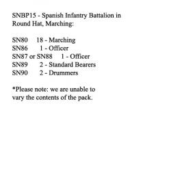 SNBP15 Spanish Infantry, Round Hat, 24 Figures Marching (24 Figures)