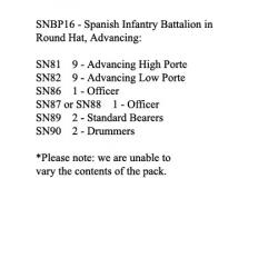 SNBP16 Spanish Infantry, Round Hat, 24 Figures Advancing (24 Figures)