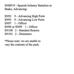 SNBP19 Spanish Infantry, Shako, 24 Figures Advancing (24 Figures)