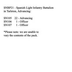 SNBP21 Spanish Light Infantry, Tarleton, 24 Figures Advancing (24 Figures)