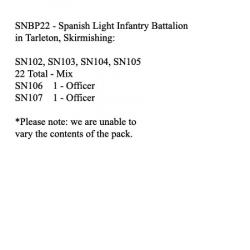 SNBP22 Spanish Infantry, Tarleton, 24 Figures Skirmishing (24 Figures)