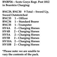 BNBP26 Scots Grey's Regiment - Post 1812, Bearskin, Charging (12 Mounted Figures)