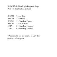 BNBP37 Napoleonic British Light Dragoon Regiment - Post 1812, Shako, At Rest (12 Mounted Figures)