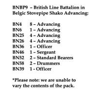 BNBP9 British Line Battalion, Belgic Shako, Advancing (24 Figures)