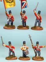 BNRPK18 Mixed British Command In Covered Belgic Shako, Standing (6 Figures)
