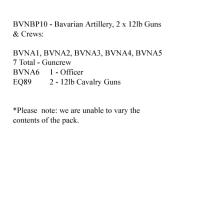 BVNBP10 Bavarian Artillery Pack (2 x 12lb Field Gun, 8 Crew)