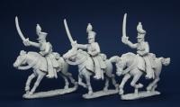 BWNRPK17 Brunswick Hussars Galloping/Attacking. Separate Pivoting Sabre Arms (3 Mounted Figures)