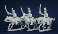 BWNRPK17 Brunswick Hussars Galloping/Attacking. Separate Pivoting Sabre Arms (3 Mounted Figures)