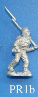PR1b Marching, musket resting on left shoulder. Wears regulation pack.