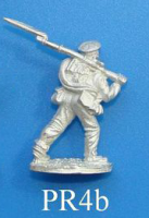 PR4b Marching, musket resting on right shoulder. Wears regulation pack.