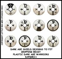 DAP(GB)11 Plastic Dark Age Warriors Shield Designs Eleven (12) ROMANO BRIT/LATE ROMAN