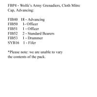FBP4 Wolfe's Grenadier Battalions - British Grenadier, Cloth Mitre Cap, Advancing (24 Figures)