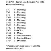 FNBP17 French Line Post 1812, Greatcoat & Mixed Head Gear, Marching (25 Figures)