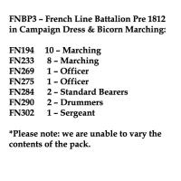 FNBP3 French Line Pre 1812, Campaign Dress & Bicorn, Marching (25 Figures)
