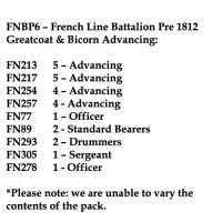 FNBP6 French Line Pre 1812, Greatcoat & Bicorn, Advancing (25 Figures)