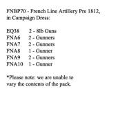 FNBP70 French Foot Artillery Of The Line. Campaign Dress - Pre 1812 (2 x 8lb Guns, 8 Crew)