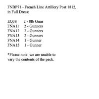 FNBP71 French Foot Artillery Of The Line. Full Dress - Post 1812 (2 x 8lb Guns, 8 Crew)