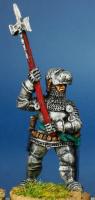 HW50 Dismounted Man At Arms -Standing With Poleaxe Raised - White Harness & Bascinet Visor Up (1 figure)