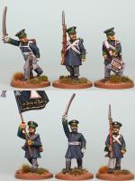 PSNRPK15 Prussian Landwehr Command, With Standard Bearer (6 Figures)