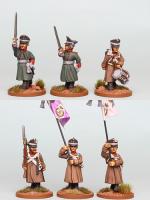 RNRPK17 Mixed Russian Infantry Command In Greatcoat & Kiwer, Advancing (6 Figures)