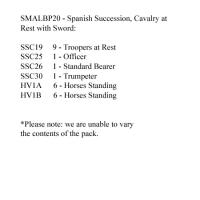 SMALBP20 Spanish Succession Cavalry At Rest With Sword (12 Mounted Figures)