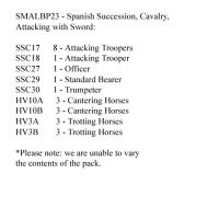 SMALBP23 Spanish Succession Cavalry Attacking With Sword (12 Mounted Figures)