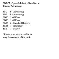 SNBP2 Spanish Infantry Battalion, In Bicorn, Advancing (24 Figures)