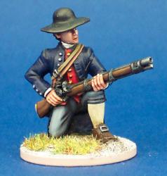 40A57 Militiaman In Coat, Kneeling Ready To Fire, Wide Brimmed Hat (1 figure) (40mm)