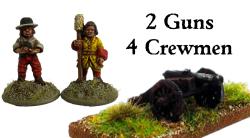 9YWBG012 9 Years War Regimental Guns and Crew (2 guns, 4 crew)