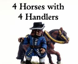 9YWBG017 9 Years War Dragoon Horses and Handlers (4 figures, 4 horses)