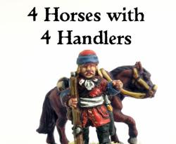9YWBG018 9 Years War French Dragoon Horses and Handlers (4 figures, 4 horses)