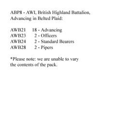 ABP8 British Highland Infantry Advancing, Belted Plaid (24 Figures)