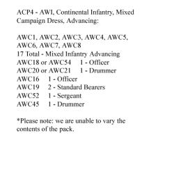 ACP4 Continental Infantry Mixed Campaign Dress, Advancing (24 Figures)