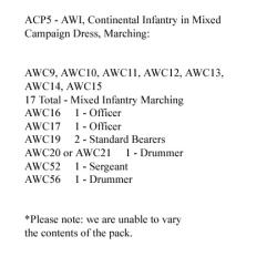 ACP5 Continental Infantry Mixed Campaign Dress, Marching, Shouldered Musket (24 Figures)