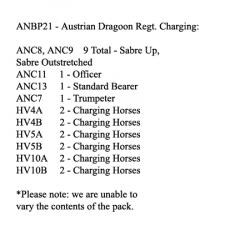 ANBP21 Austrian Dragoon Regiment, Charging (12 Mounted Figures)