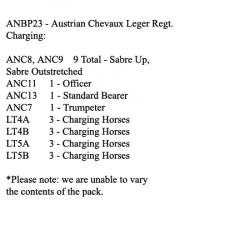 ANBP23 Austrian Chevaux Leger Regiment, Charging (12 Mounted Figures)