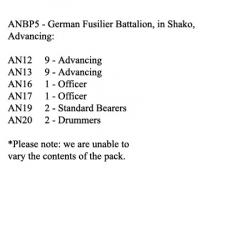 ANBP5 German Fusilier Battalion In Shako, Advancing (24 Figures)
