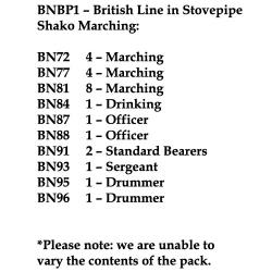 BNBP1 British Line Battalion, Stovepipe Shako, Marching (24 Figures)