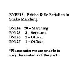 BNBP16 British Rifle Battalion, Shako, Marching (24 Figures)
