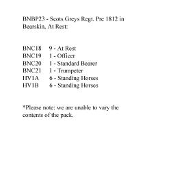BNBP23 Scots Grey's Regiment - Pre 1812, Bearskin, At Rest (12 Mounted Figures)