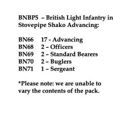 BNBP5 British Light Infantry Battalion, Stovepipe Shako, Advancing (24 Figures)