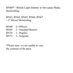 BNBP7 British Light Infantry Battalion, Stovepipe Shako, Skirmishing (24 Figures)