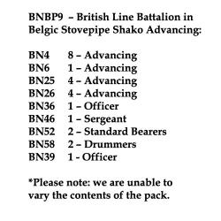 BNBP9 British Line Battalion, Belgic Shako, Advancing (24 Figures)