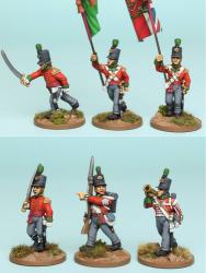 BNRPK23 Mixed British Light Infantry Command In Stovepipe Shako, Advancing (6 Figures)