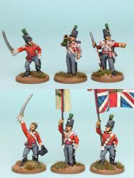BNRPK24 Mixed British Light Infantry Command In Stovepipe Shako, Standing (6 Figures)