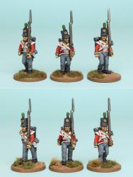 BNRPK3 Mixed British Light Company/Infantry In Stovepipe Shako Marching (6 Figures)
