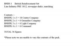 BNRS1 British Line Infantry Pre 1812, Stovepipe Shako, Marching (36 Figures)